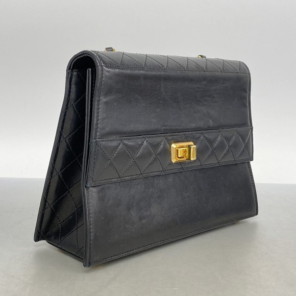 CHANEL Black Lambskin Leather Shoulder Bag - Picture 2 of 13